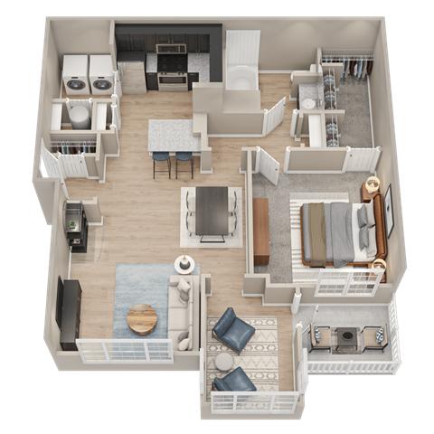 Floor plan for 1 bed, 1 bath, 900 sqft